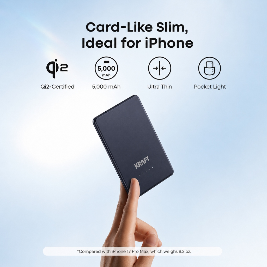 Premium Powerbank – Tunn som ett kort