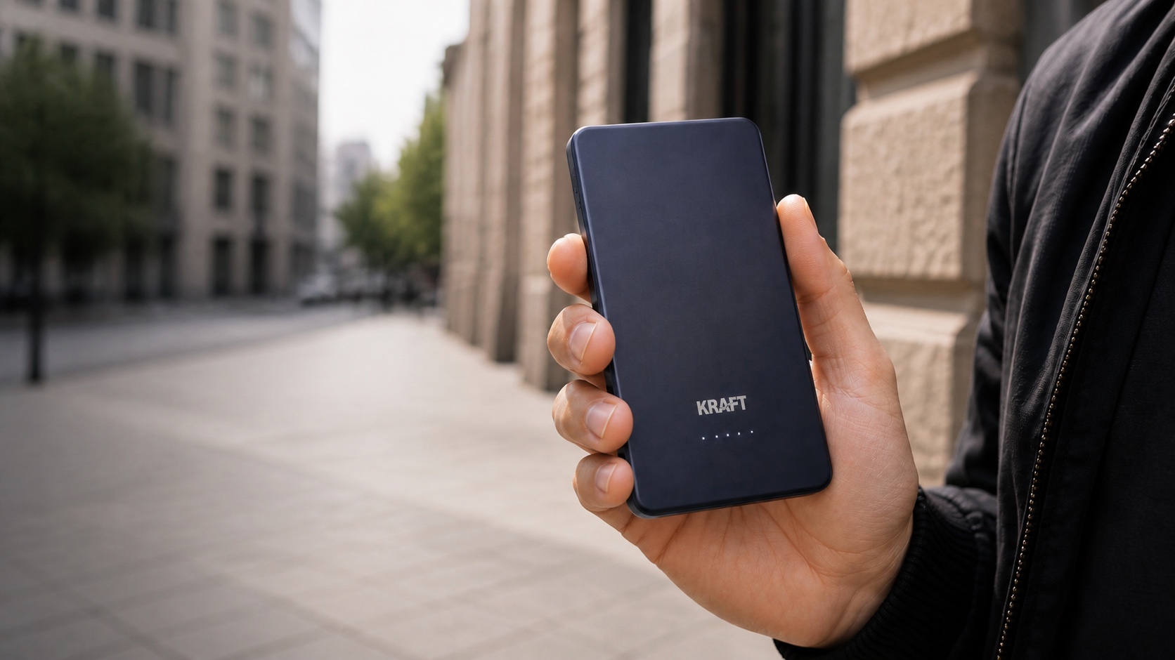 Kraft powerbank i stadsmiljö